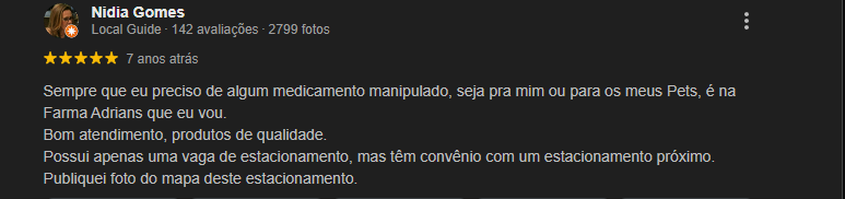Depoimento de Nidia Gomes — 5 estrelas no Google
